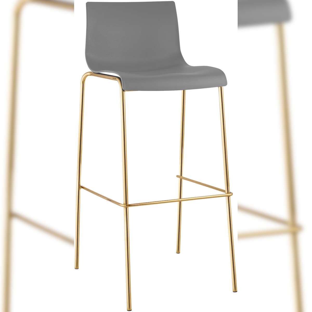 Proregal CHEFGASTRO Barhocker MAUI Kunststoff 4-Fuﬂ Gold HxBxT 100x43x48cm Kunststoff Grau Barstuhl Image