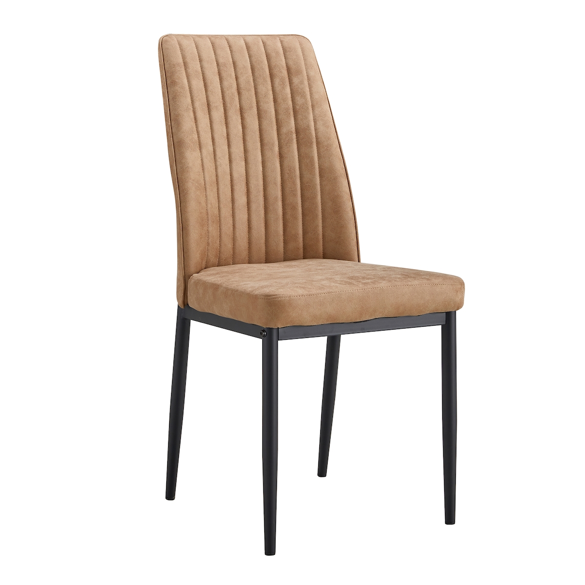 STILVORA Essstuhl Set 4er braun+schwarz 93x43x43 cm mit vertikalem Muster Technologiestoff, ergonomischer Rückenlehne, stabilen Metallbeinen, pflegeleicht Image