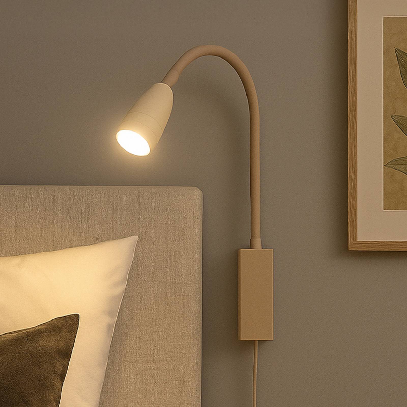 FISCHER & HONSEL Wandlampe Sten, dimmbar, creme / amber, für Schlafzimmer, Metall, Modern, LED Wandleuchte, Wandlampe Innen