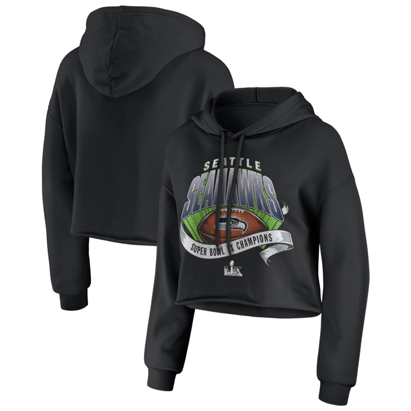 "Schwarzer Seattle Seahawks Super Bowl LX Champions Cropped Hoodie von Women's WEAR by Erin Andrews" Image