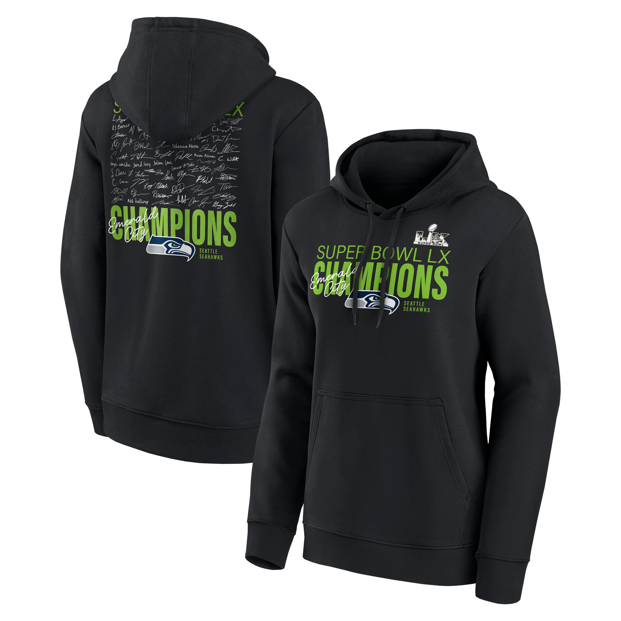 "Seattle Seahawks LX Autograph Signing Super Bowl Champions Hoodie - Schwarz - Damen" Image