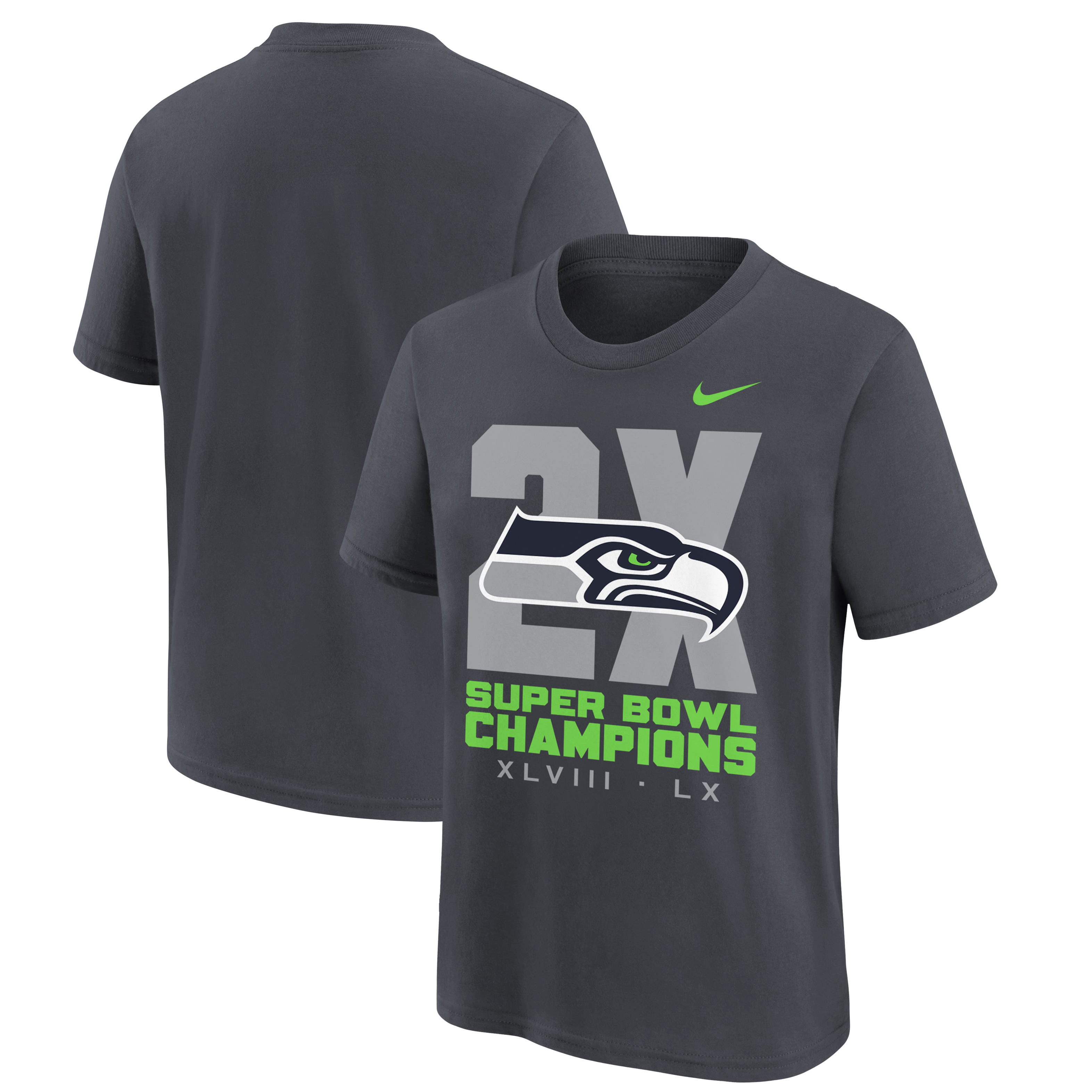 "Nike T-Shirt für Kinder und Jugendliche, anthrazit, Seattle Seahawks, zweifacher Super Bowl-Champion, Multi-Champs" Image