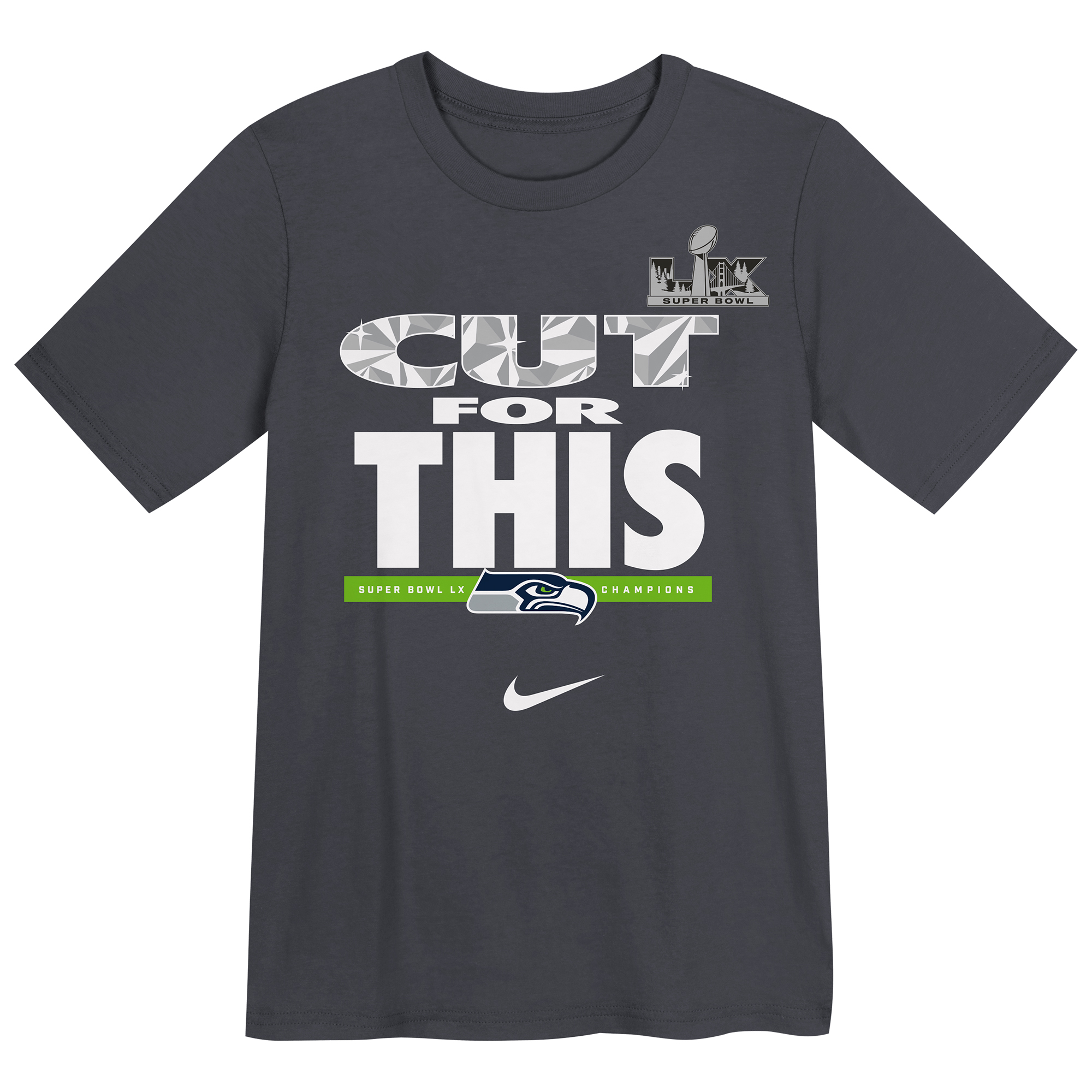 "Nike T-Shirt für Vorschulkinder in Anthrazit mit Seattle Seahawks-Motiv zur Super Bowl LX Champions Parade" Image