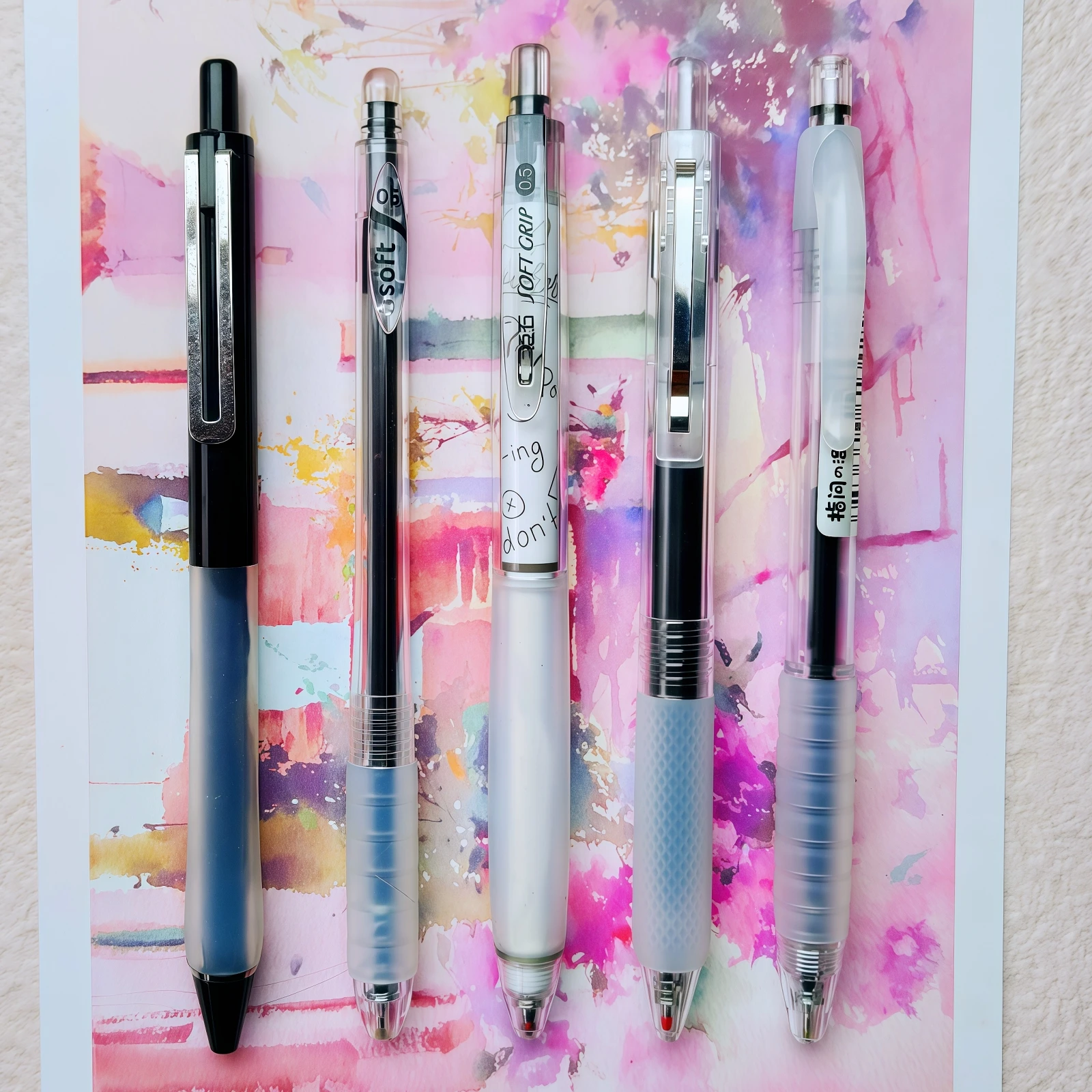 5 handfreundliche weiche Gelstifte, schwarze Tintenstifte mit 0,5 mm feiner Spitze, bequemer Griff, sanftes Schreiben, kein Verschmieren, einziehbare Gelstifte, geeignet für Journaling, Prüfungen, Image