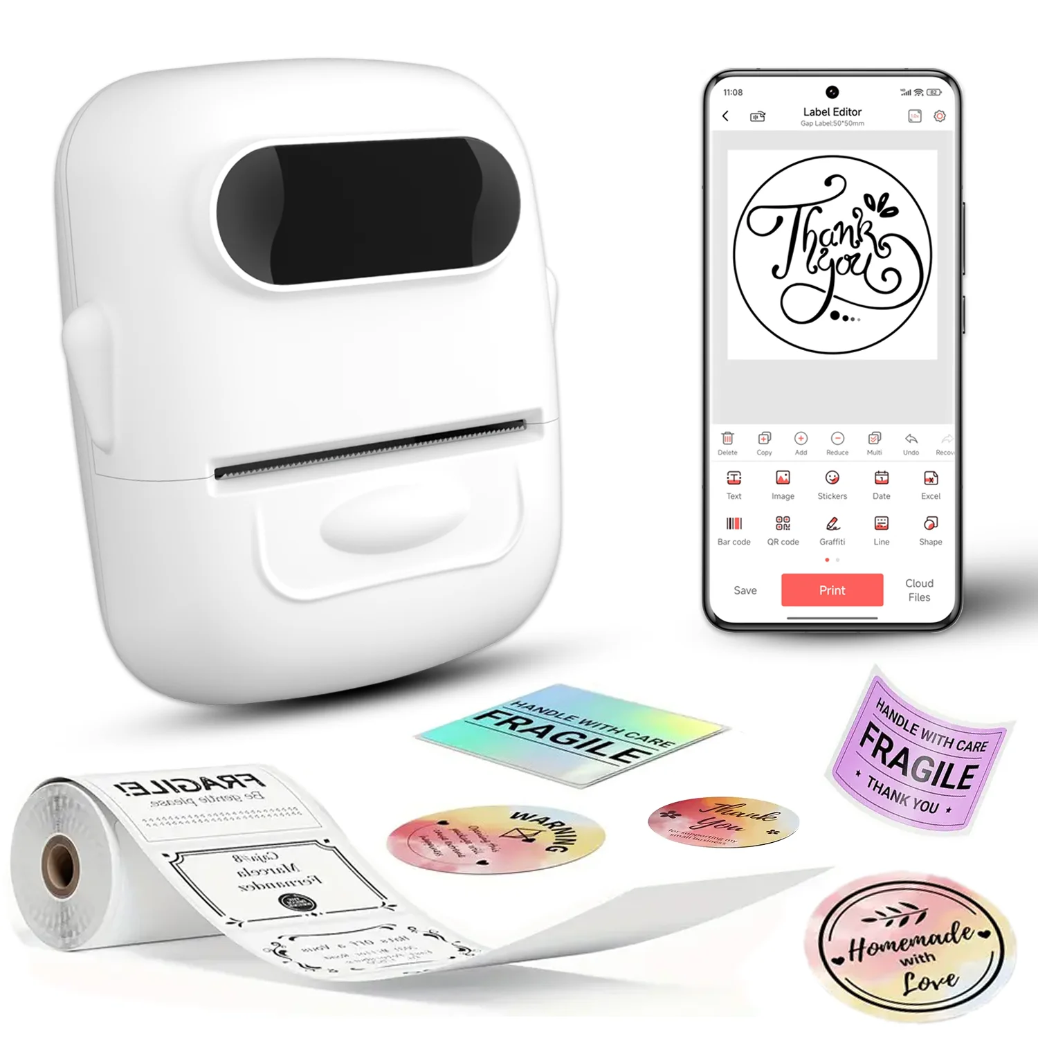 Marklife P50 Drahtlose Label Drucker Tragbare Aufkleber Drucker Mini Tintenlosen Bluetooth-kompatibel Label Maschine für IOS Android Image