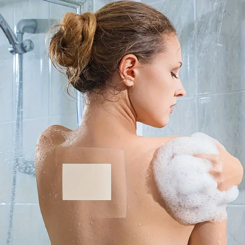 20/50 Stück wasserdichter transparenter Filmverband, selbstklebende PVC-Mullverbände mit Polsterung, ideal zum Duschen und Wassersport Image