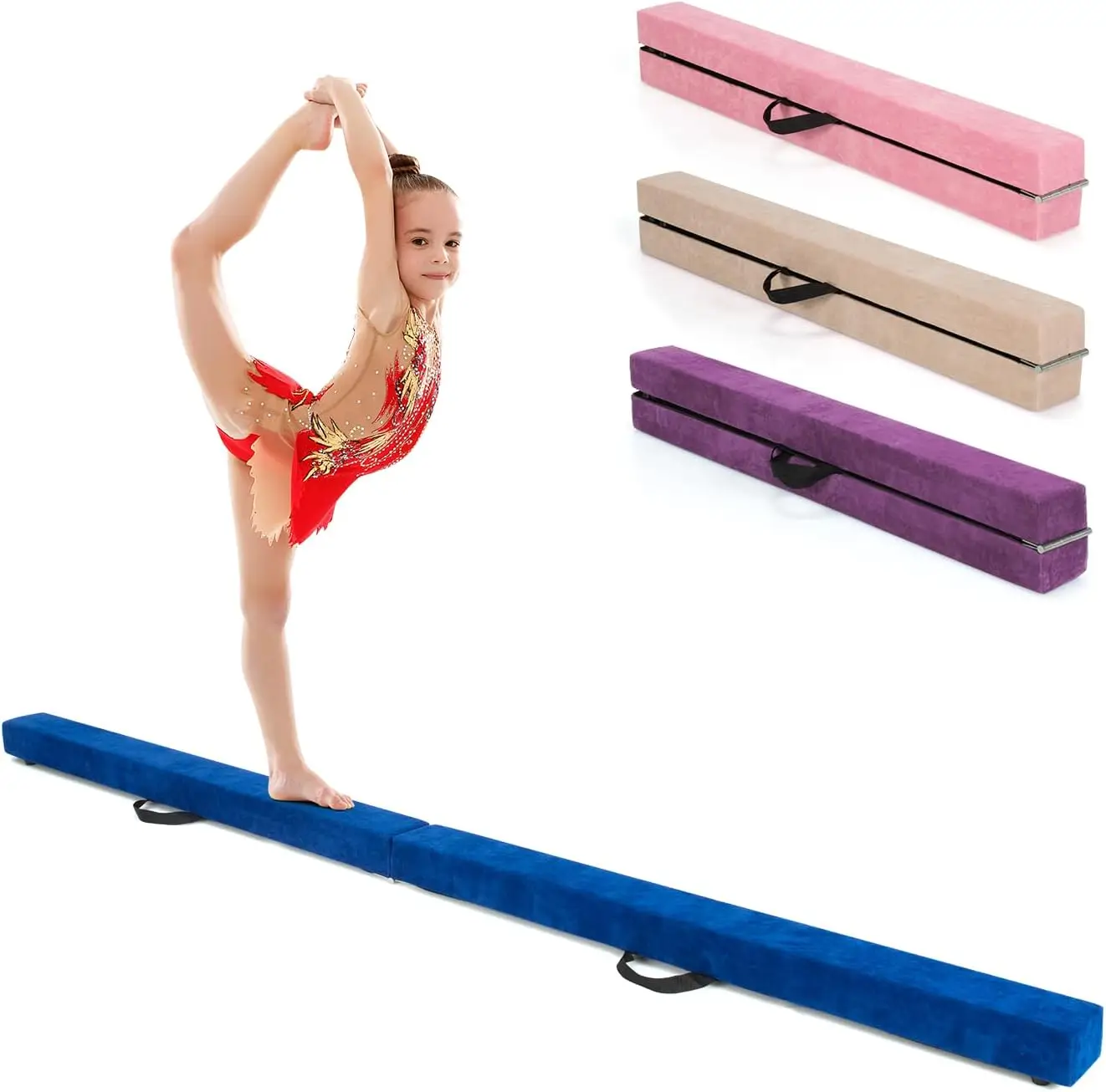 210 cm Schwebebalken, Gymnastikbalken, faltbar, tragbarer Balken mit Tragegriffen, Gymnastik-Schwebebalken für Heimgymnastik Image