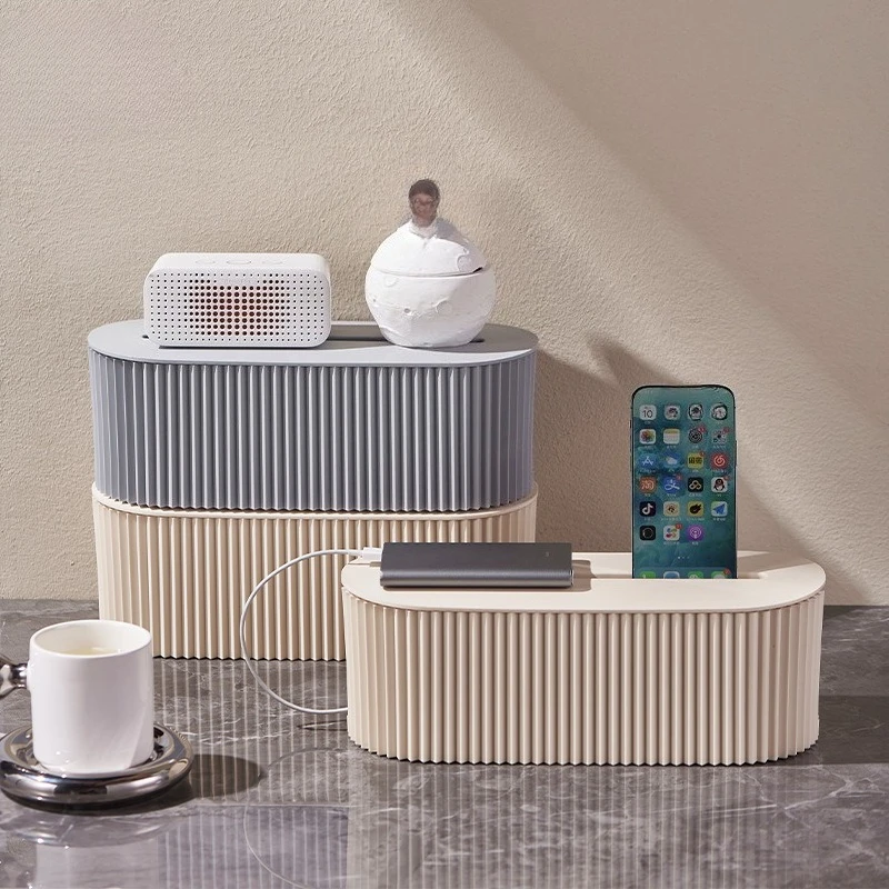 1 Stück Kabelaufbewahrungsbox mit Deckel - Hochkapazitäts-Stromkabelorganisator - Platzsparende Desktop-Steckdosen-Kabelmanagementbox Image