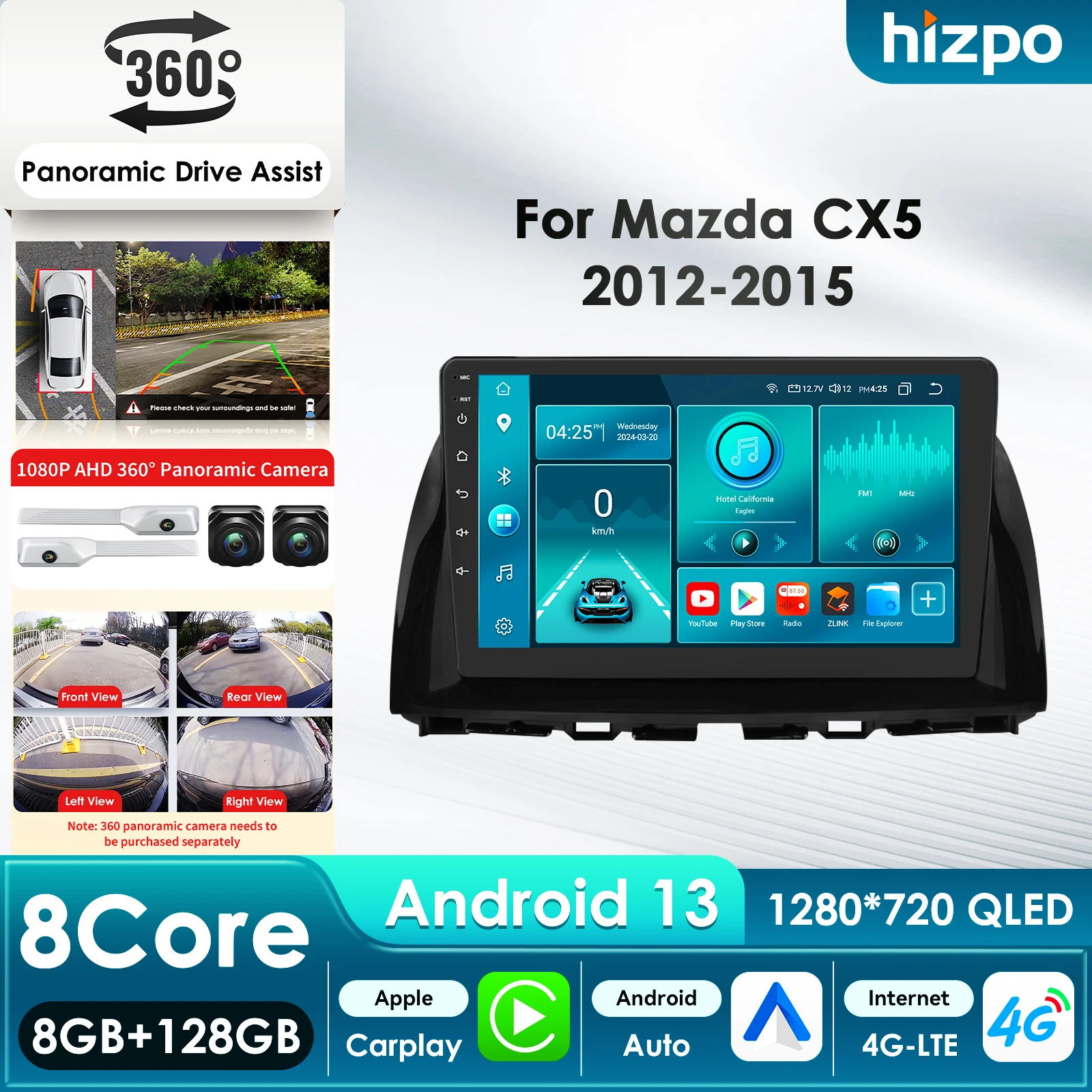 Hizpo 8 Core Auto Multimedia Player für Mazda CX5 CX-5 CX 5 2012 - 2015 Carplay 4G Autoradio RDS GPS 4G-LTE WiFi AI Intelligente Image