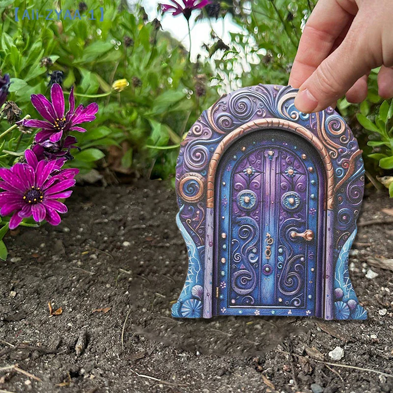【ZYAA-1】1 Stück Feentür aus Holz, Mini-Elfen-Feentür, Feengarten-Kunsttüren, Garten-Miniatur-Ornamente