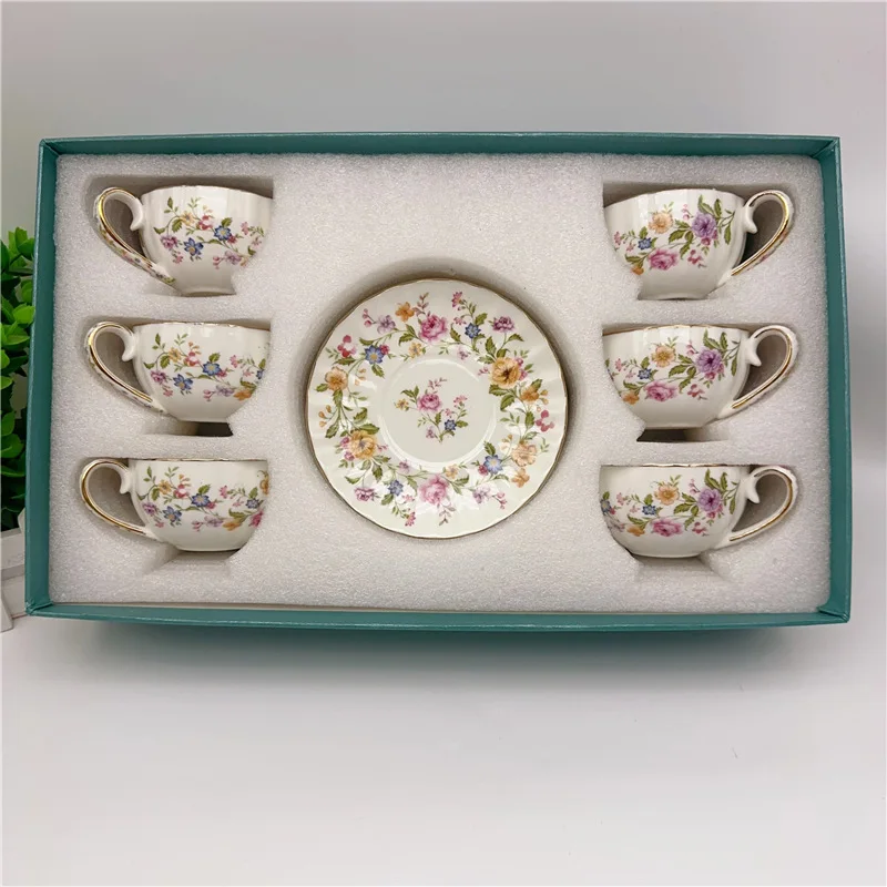 Exquisite Espressotasse mit hochästhetischem Nachmittagstee, 6 Tassen und 6 Teller, europäisches Keramik-Geschenkbox-Set Image