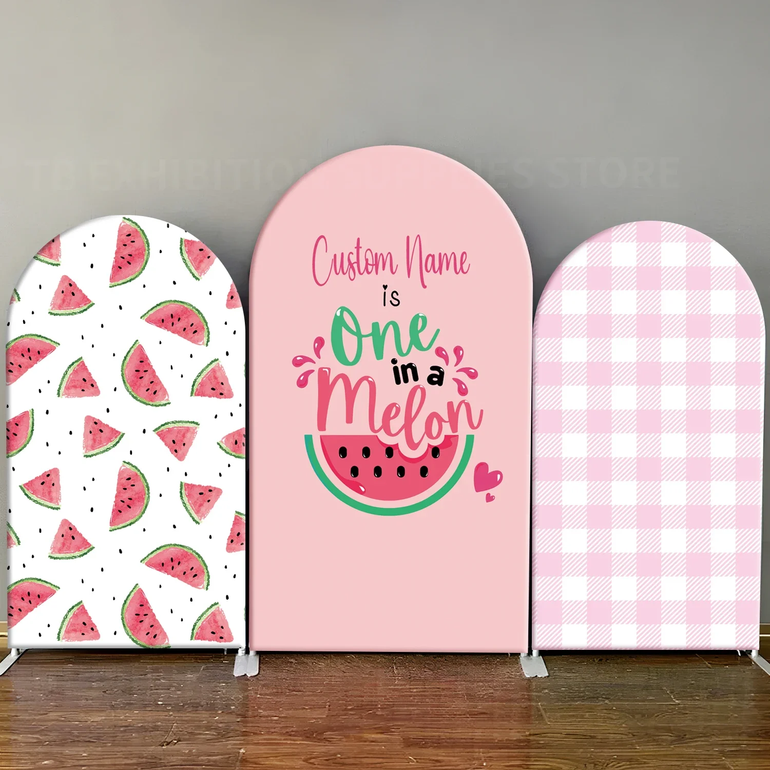 VIKAMA Wassermelonenbogen-Hintergrundhülle, 1. Geburtstagsparty-Hintergrund, rosa Babyparty-Dekoration, Fotografie-Hintergrund Image