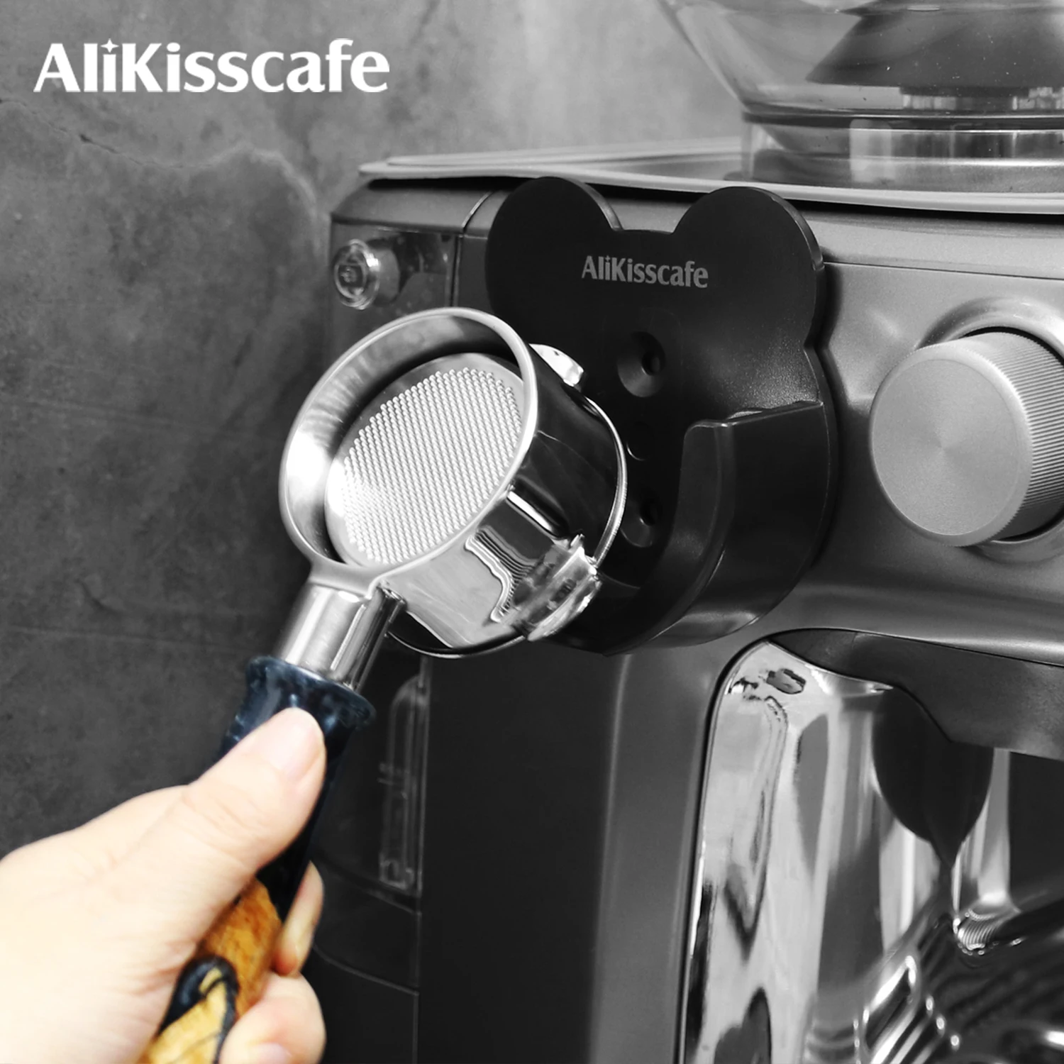AliKisscafe Kaffee-Siebträgerhalter, Wandhalterung, 51 mm, 54 mm, 58 mm, für Delonghi Breville E61, Espressomaschine, Zubehör, Barista-Werkzeug Image