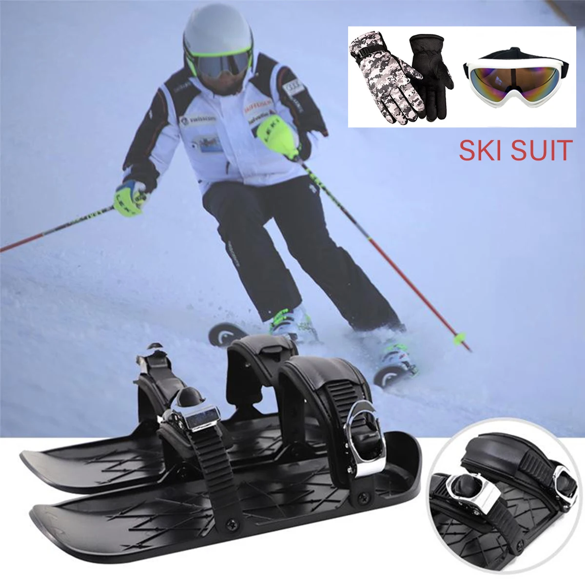 Mini-Ski-Schneestiefel für Schneeski für Winterschuhe, kurze Schneeschuhe, Schneeschuhe, Skiboards, tragbare und leichte Skischuhe, Outdoor-Sport Image