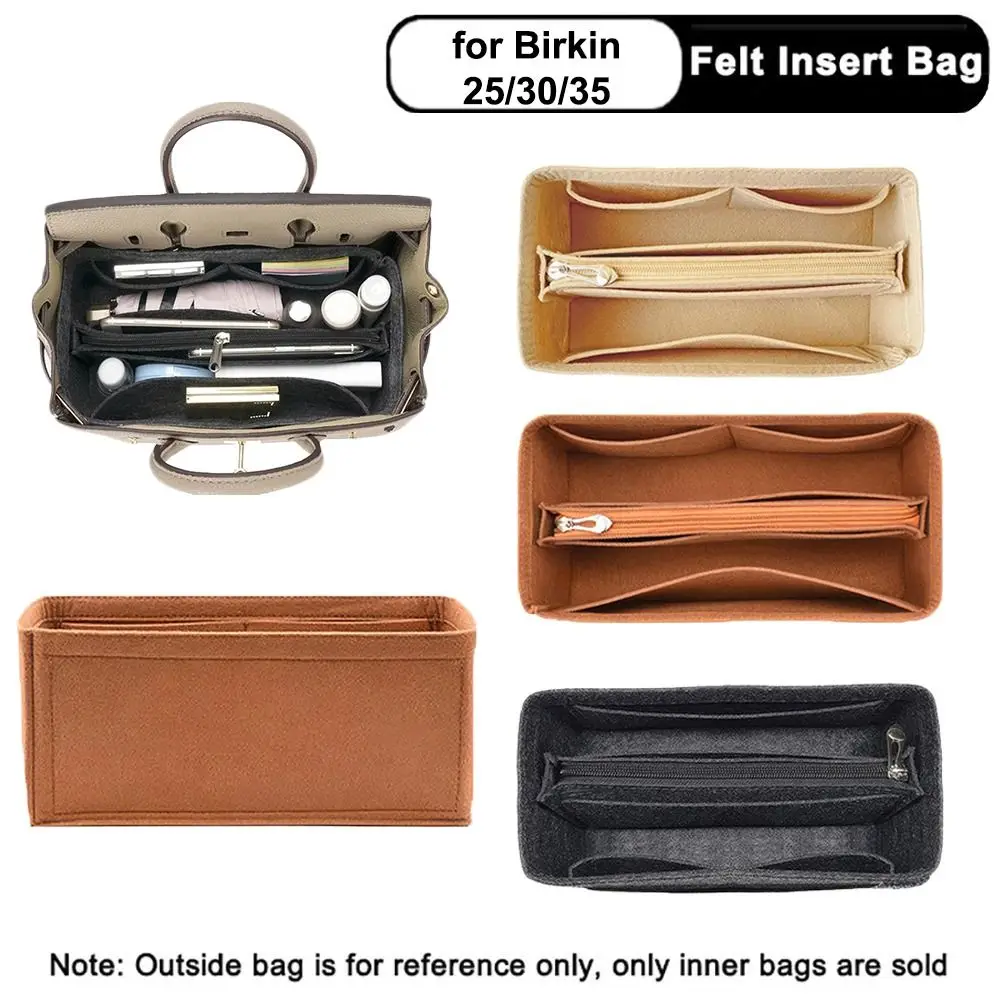 Multi-Pocket Bag Organizer für Birkin25/30/35 Innen tasche Aufbewahrung tasche Filz Handtasche Insert Bag Liner Bag Image