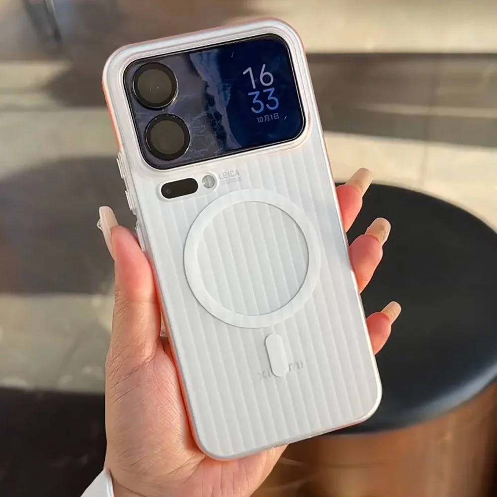 Mattierte transparente IceMist gewellte Streifen-Telefonhülle für XiaoMi Mi 17 15 14 13 Pro Ultra 17 Pro Max für Magsafe magnetische Abdeckung Image