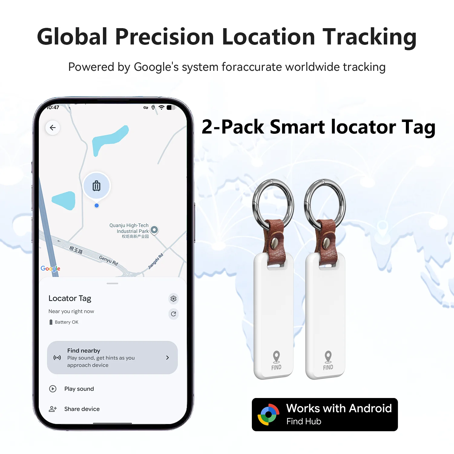 2er-Pack Smart Location Tracker für Android-Telefone funktionieren mit Google's Find Hub App Key Finder Smart Tag für Xiaomi Samsung Pixel Image