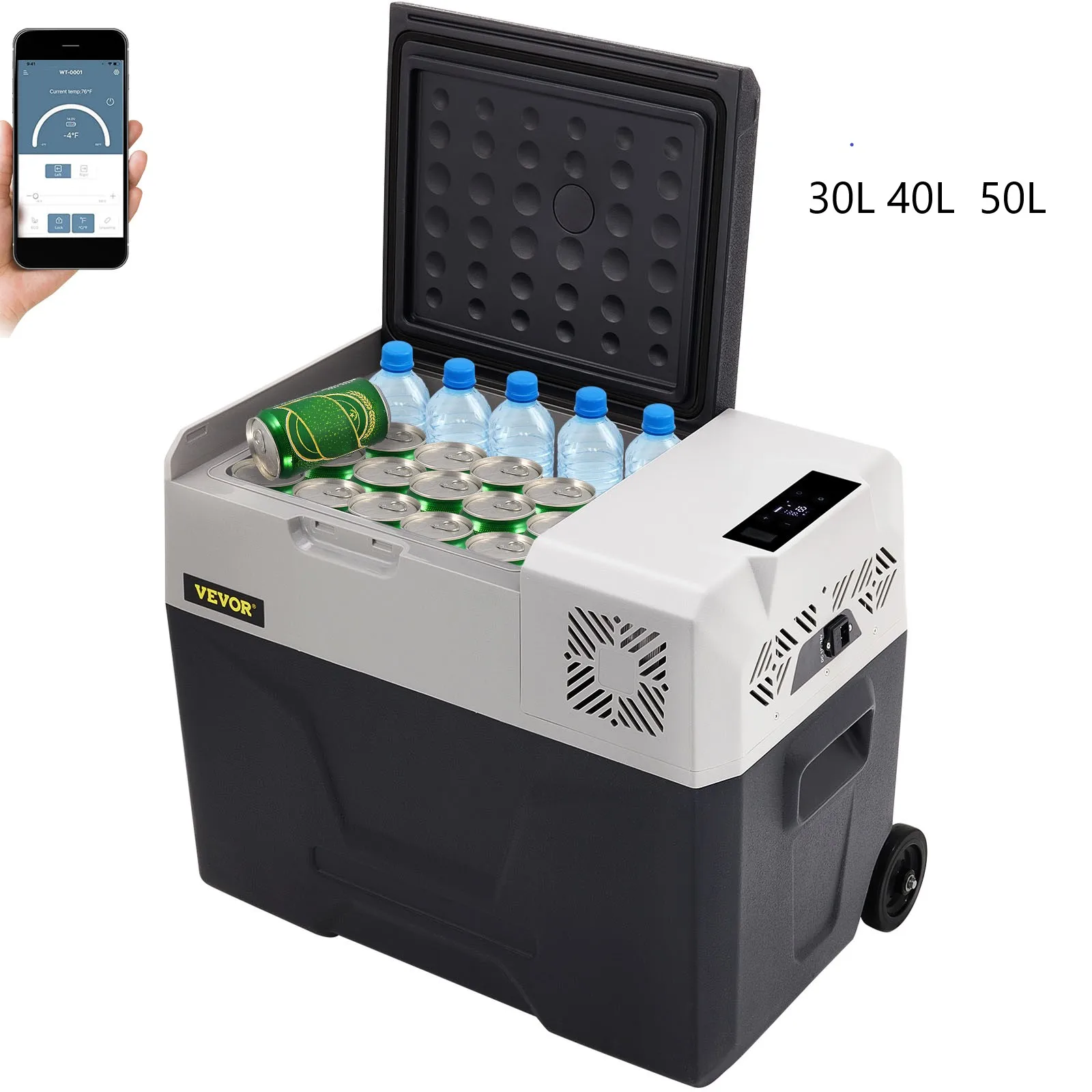 VEVOR Mini Frigorifero Portatile per Auto Congelatore 30L Schermo LED Digitale, Frigo Portatile Capienza 30/40/50L Campeggio Viaggio Auto Schermo di Controllo, Frigo Portatile 12V/24V da Auto Camion