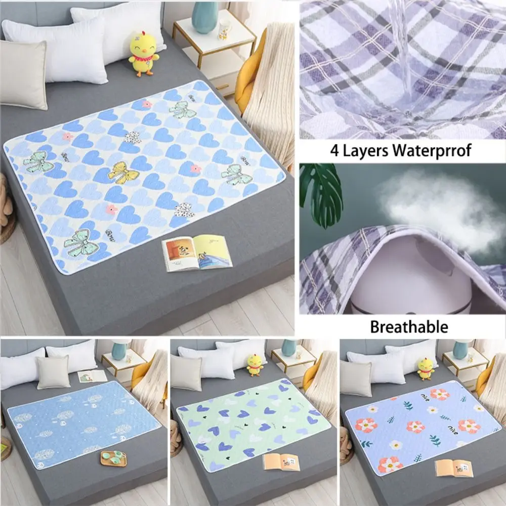 100*150cm Baby Schlafen Unterlagen Hautfreundliche Auslaufsichere Waschbare Unterlagen Dreifache Imprägnierung Weiche Menstruation Pad Erwachsene Image