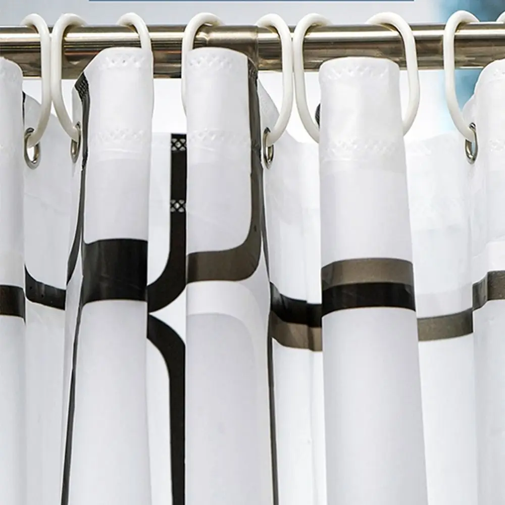 Einfacher Druck Badezimmer Duschvorhang Heimdekoration Polyester Wasserdichte Badewanne Kreativer Duschvorhang mit Haken Image