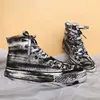 Graffiti Turnschuhe Männer Frauen schwarze Tinte schmutzige Schuhe Größe 35-44 College HipHop Stil Schul paar Schuhe 2024 Frühling Leinwand Sneaker