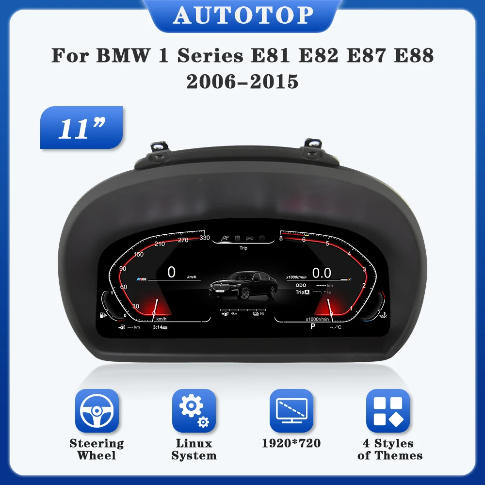AUTOTOP 11-Zoll-LCD-Auto-Instrumentencluster für BMW 1er E81 E82 E87 E88 2006–2015, digitaler virtueller Cockpit-Tachometer, Drehzahlmesser Image