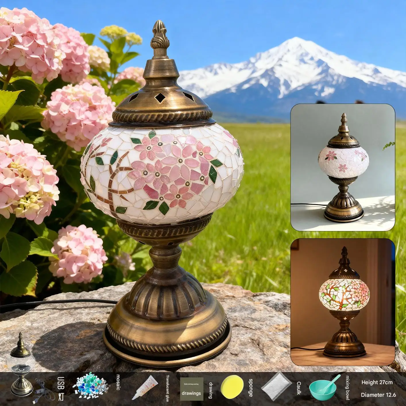 Mosaik Patch dekorative Schreibtischlampe Material Paket Eltern Kind handgemachte Mosaik Patch Bettkopf Nachtlicht ausziehbare Schreibtischlampe