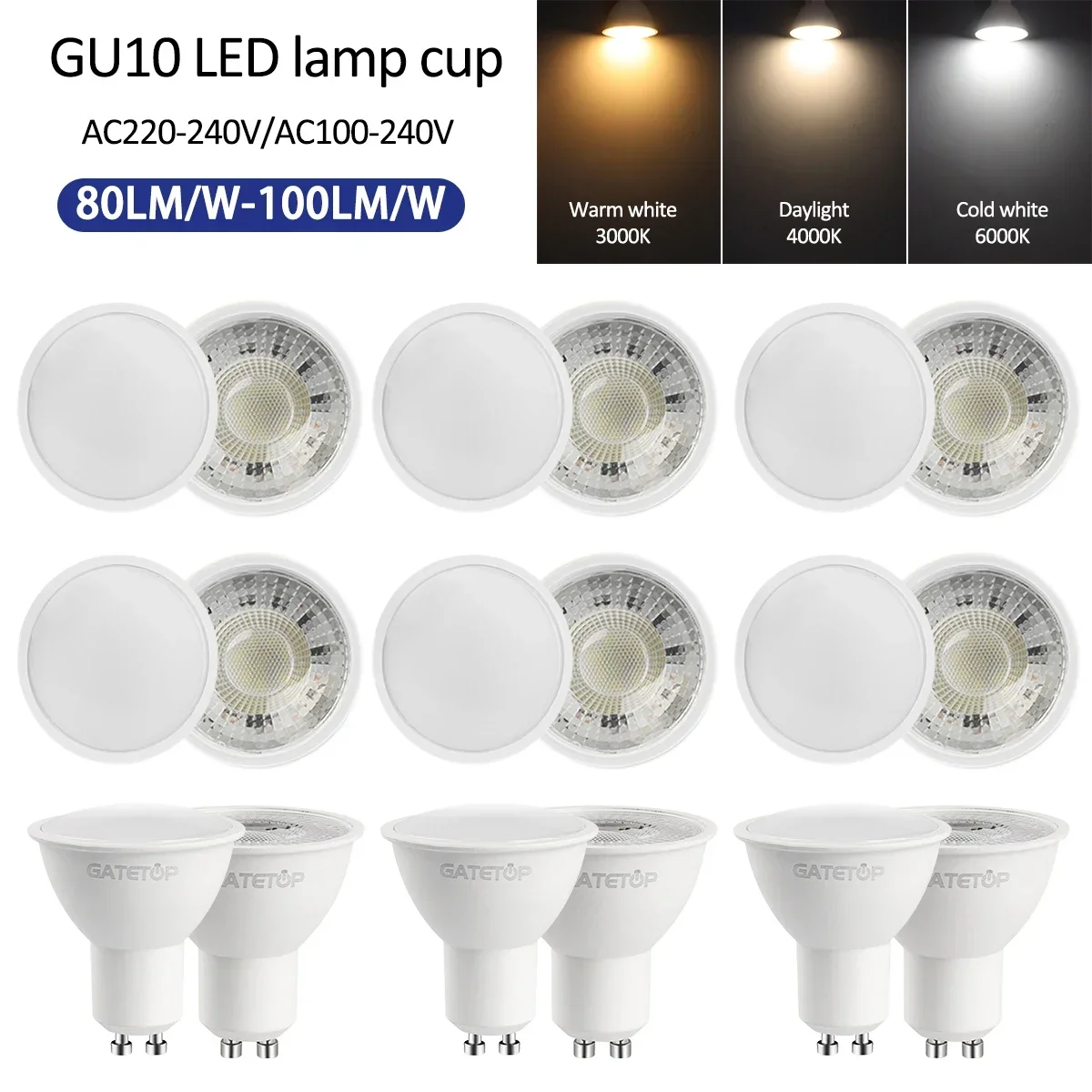 8PCS Foco GU10 LED Spot 7W AC220-240V 100-240V Warmes Licht Kaltes Licht Kein Flimmern Austauschbare 40W Halogenlampe für Schienenbeleuchtung