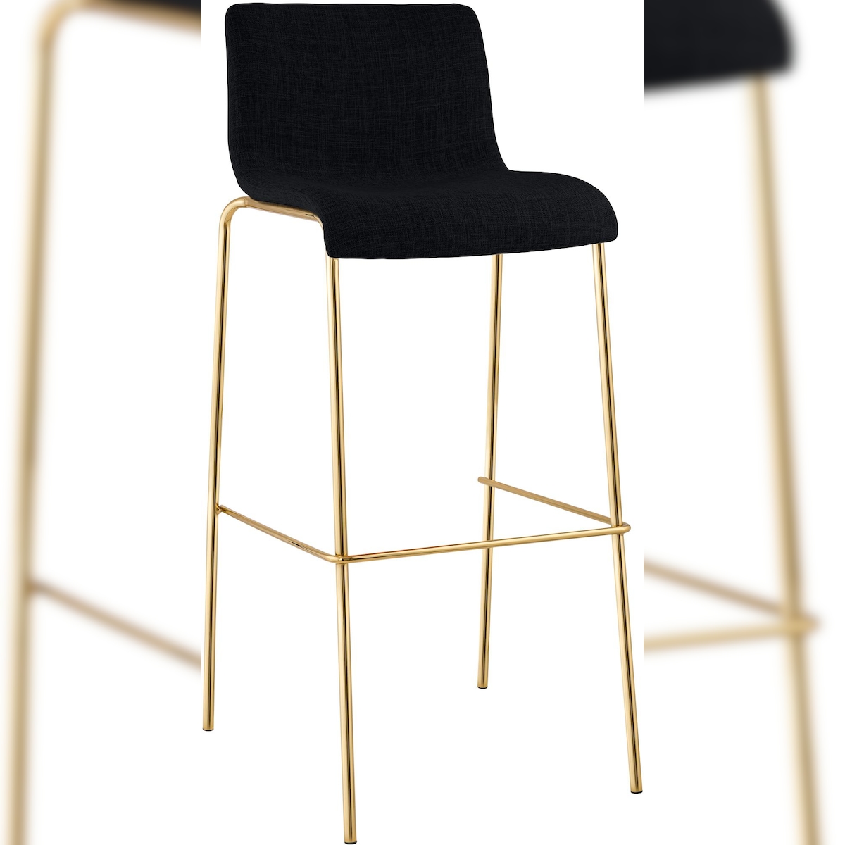 Proregal CHEFGASTRO Barhocker MAUI Stoff 4-Fuﬂ Gold HxBxT 100x43x48cm Stoff Schwarz Barstuhl Image