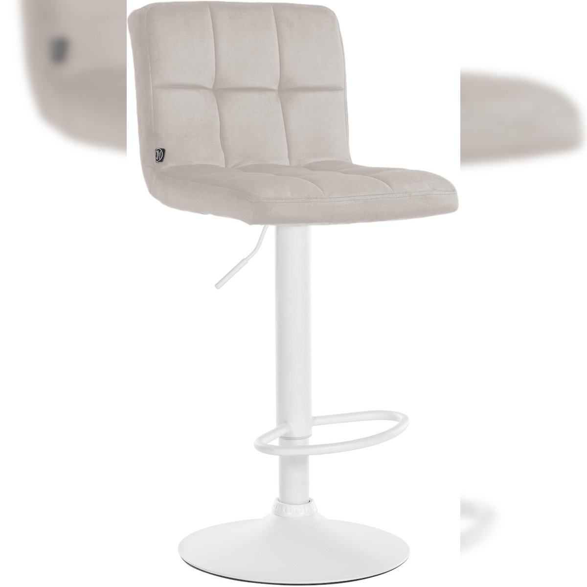 Proregal CHEFGASTRO Barhocker ALASKA Samt Weiß HxBxT 94x46x47cm Samt Creme Barstuhl Image