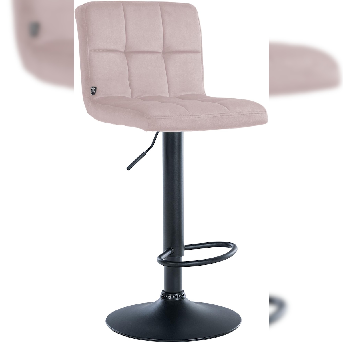 Proregal CHEFGASTRO Barhocker ALASKA Samt Schwarz HxBxT 94x46x47cm Samt Rosa Barstuhl Image