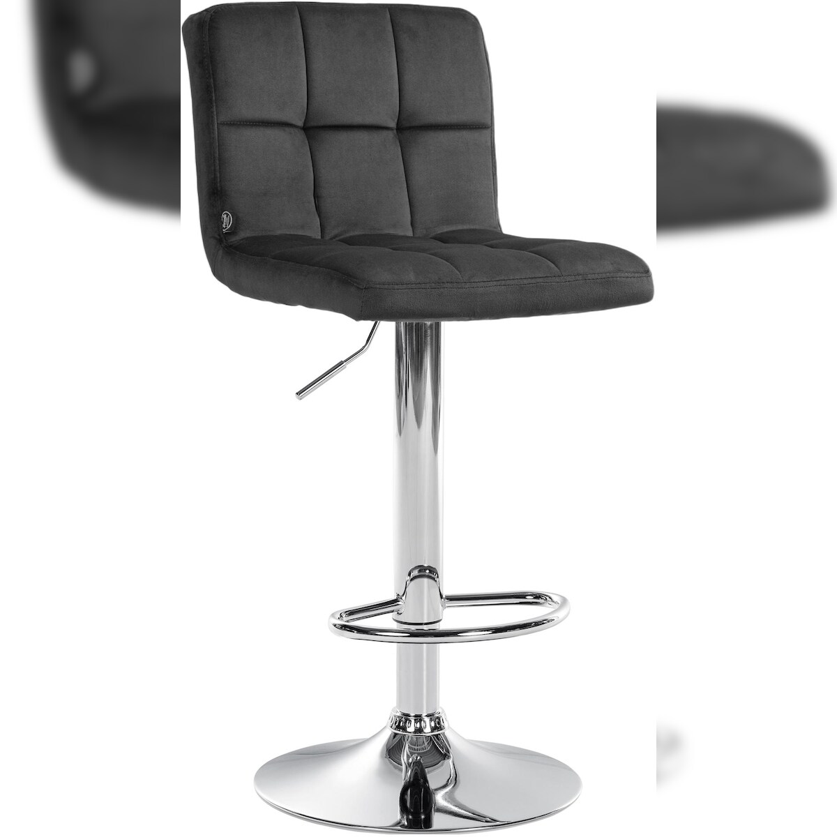 Proregal CHEFGASTRO Barhocker ALASKA Samt Chrom HxBxT 94x46x47cm Samt Dunkelgrau Barstuhl Image