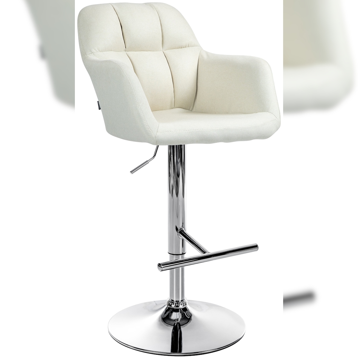 Proregal CHEFGASTRO Barhocker NEVADA Stoff Chrom HxBxT 97x57x59cm Stoff Creme Barstuhl Image