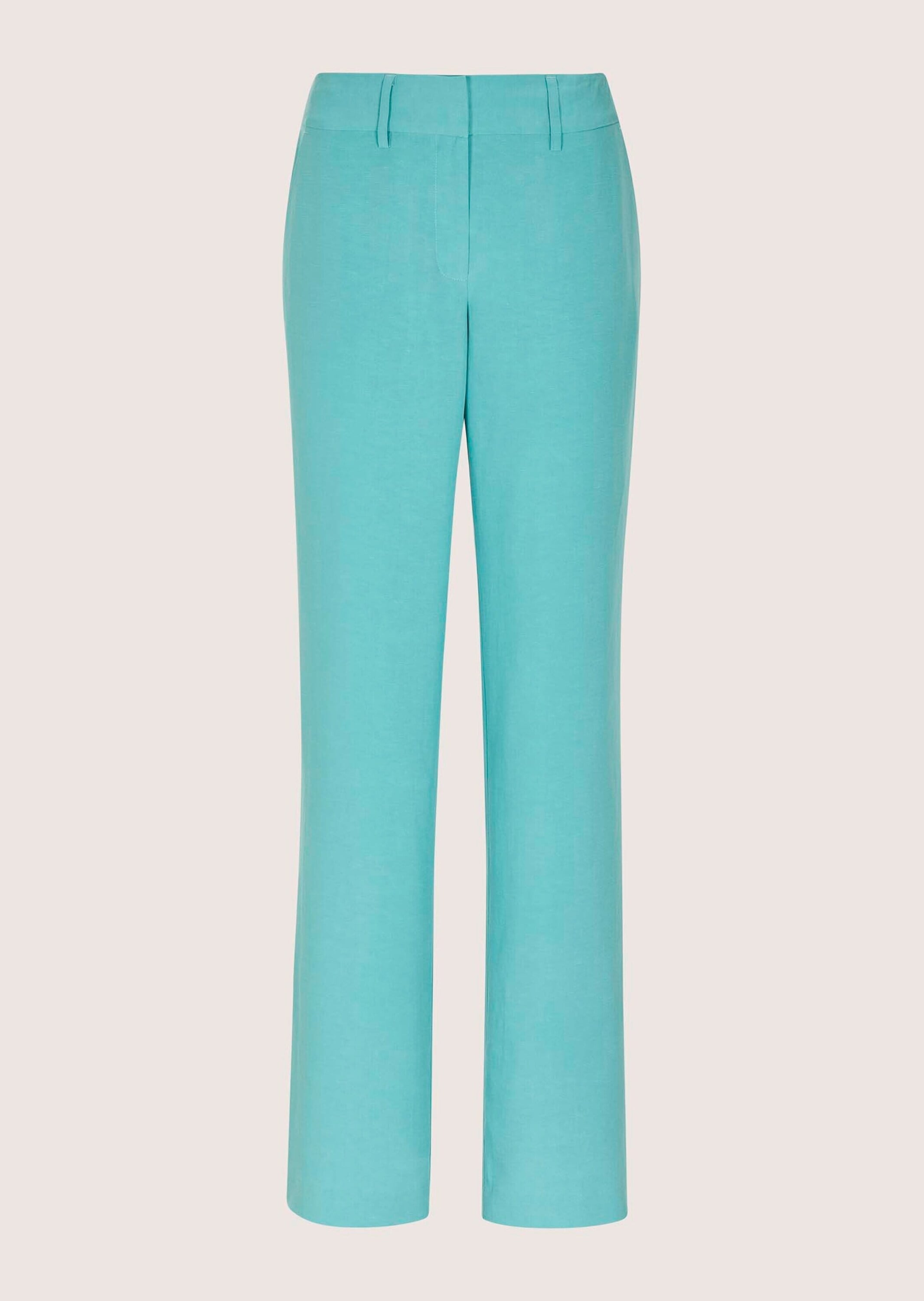 Stoffhose MADELEINE "Palazzohose Elegante Sommerhose mit weitem Bein", Damen, Gr. 48, N + K Gr, blau (aqua), Obermaterial: 70% Lyocell CLY. 30% Leinen LI., Hosen Stoffhose