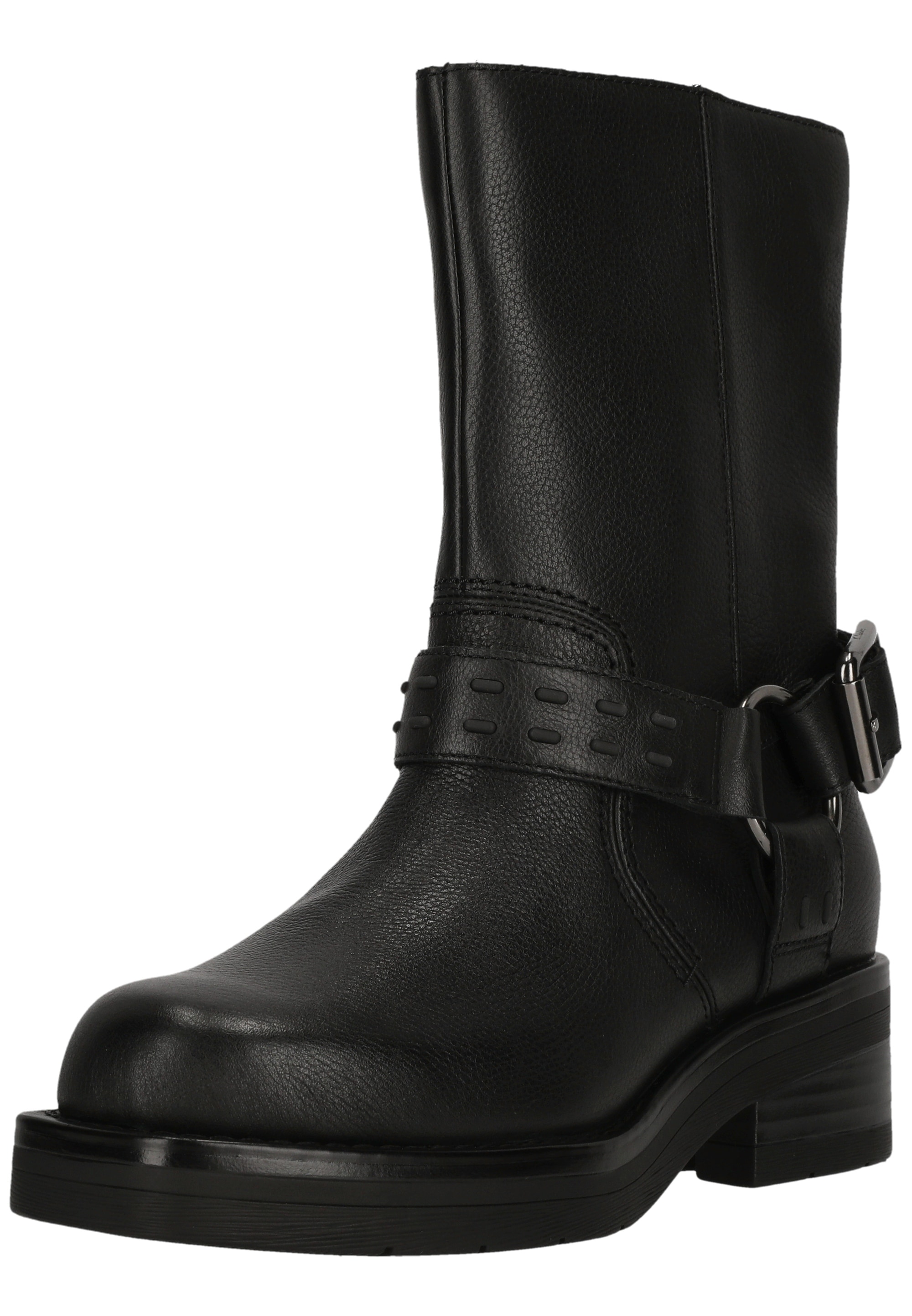Stiefel CLARKS "Rebelle Up Black Leather", Damen, Gr. 40, schwarz, Leder, Schuhe Stiefel, mit herausnehmbarem Contour-Cushion-Fußbett