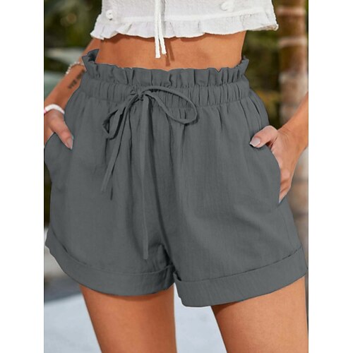 Damen Chinos Shorts Urlaub Mode Streetwear Kurz Hohe Taille Einfach Tasche Elastischer Bund Bequem Weich Dehnbar Outdoor Straße Marineblau Schwarz Armeegrün Khaki Sommer Frühling Lässiger Schnitt Image