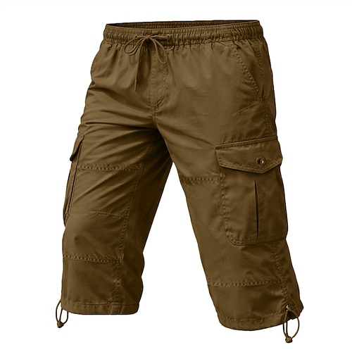 Herren Cargohose Cargohosen Cargo-Shorts Shorts Freizeitshorts Tasche Elastischer Bund Einfach Komfort Wadenlang Lässig Outdoor Streetwear Mode Streetwear Schwarz Gelb Unelastisch Image