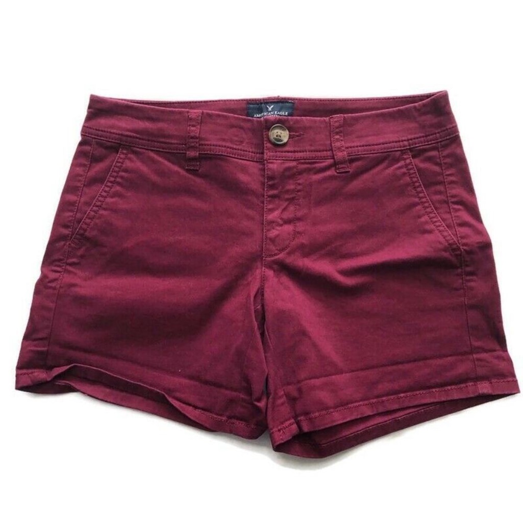 American Eagle Outfitters Shorts | American Eagle Womens Shorts Size 0 Stretch Midi Shorts Low Rise Shorts Maroon | Color: Red | Size: 0