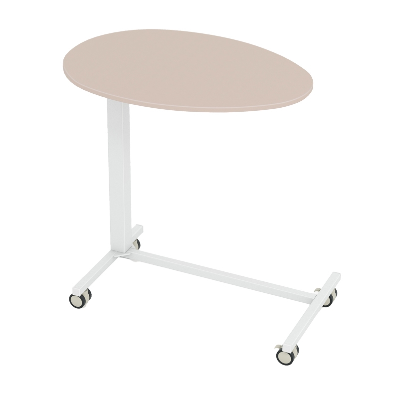 COSTWAY Beistelltisch höhenverstellbar, Laptoptisch mit Rollen 74–108 cm, mobiler Schreibtisch-Sofatisch, rosa+weiß Image