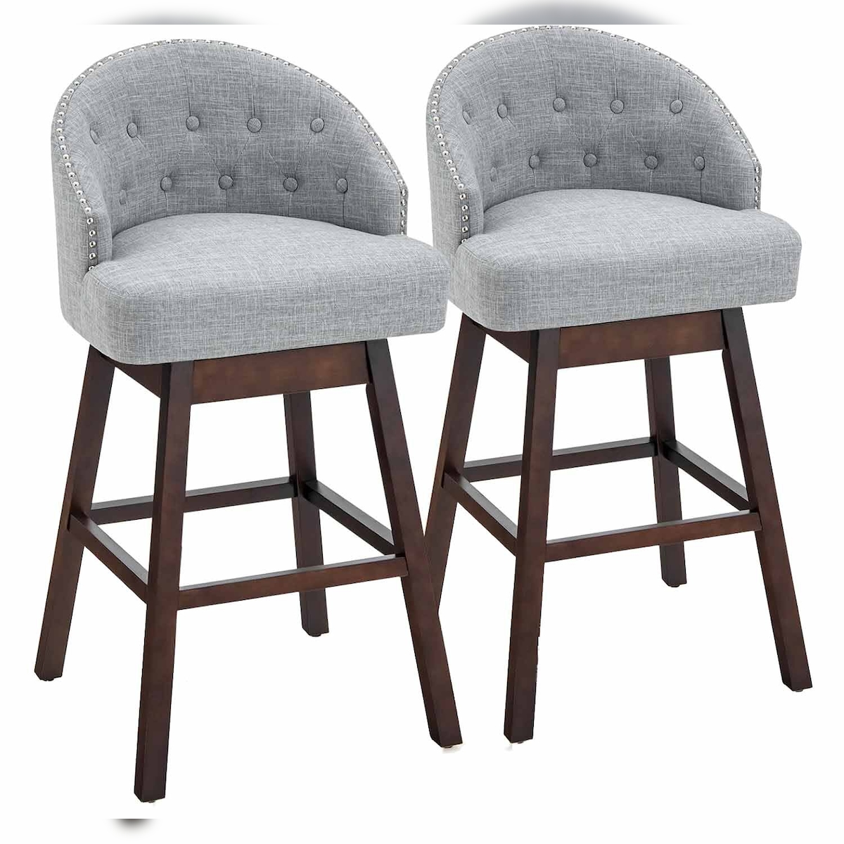 COSTWAY Barhocker 2er-Set, Barhocker 360° drehbar, Küchenhocker mit Rückenlehne und Fußstütze Image