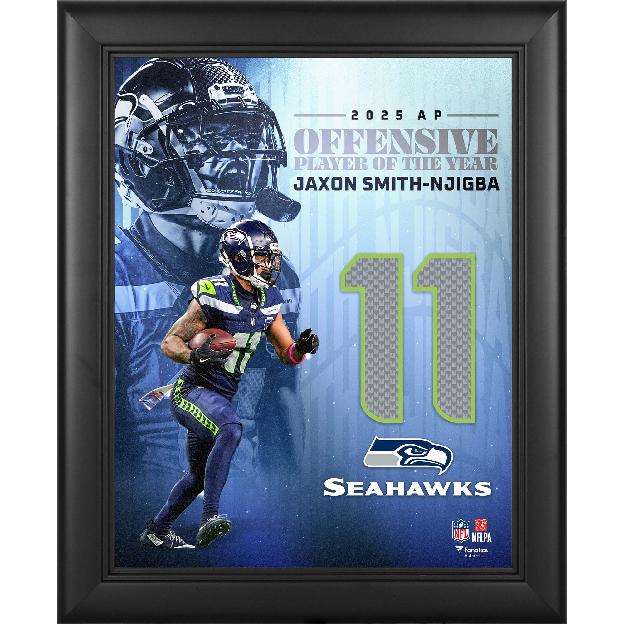 "Jaxon Smith-Njigba, Seattle Seahawks, gerahmte Collage (33 x 41 cm), NFL Offensive Player of the Year 2025" Image