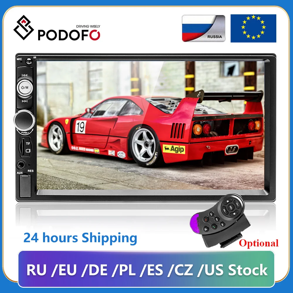 Podofo 2 din Autoradio 7 "HD Autoradio lettore multimediale 2DIN Touch Screen Auto audio Car Stereo MP5 Bluetooth USB TF FM Camera