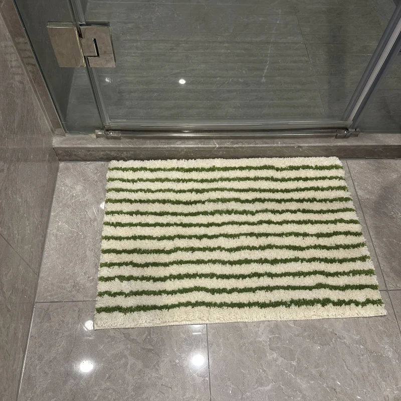 VIKAMA – tapis de sol de salle de bain minimaliste coréen à rayures, salle de douche, salle de bain, tapis antidérapant absorbant, décoration de la maison