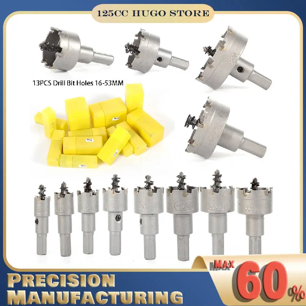 Set di 13 frese a tazza artigianali, frese a tazza di diverse dimensioni da 16~53mm, punte da trapano 90HRC, set di frese per fori
