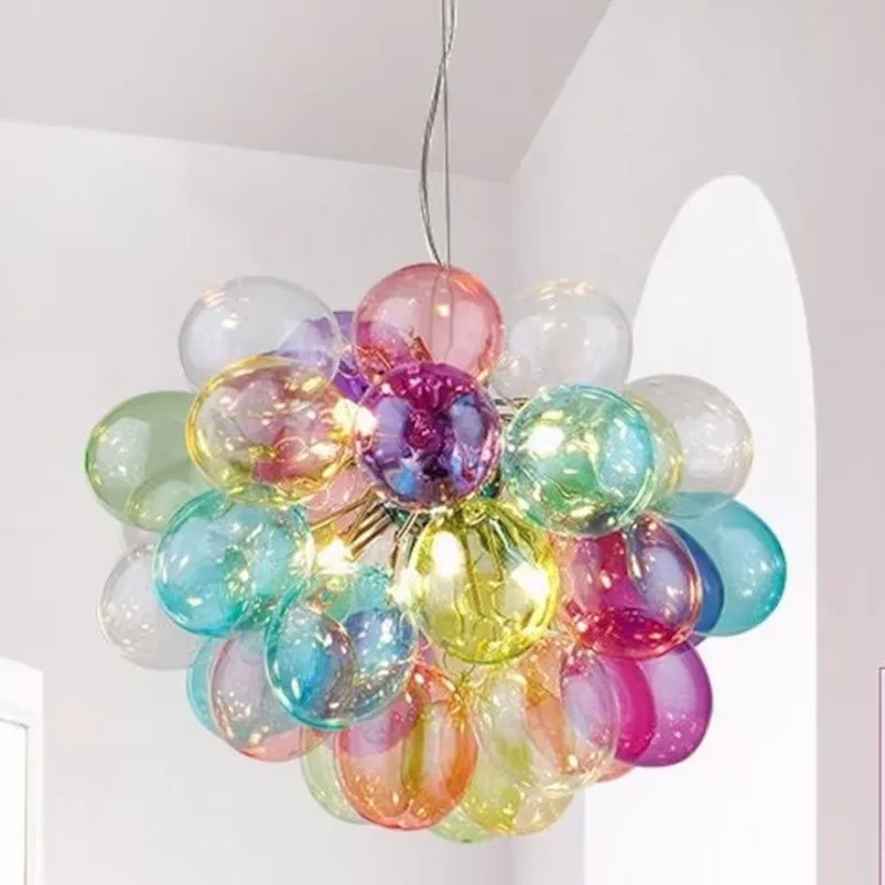 Gross Pendelleuchte Nordic Farbe Designer Lampe Luftballon Glas Blase Lampe Kinder Restaurant Schlafzimmer Küche Insel Licht Image