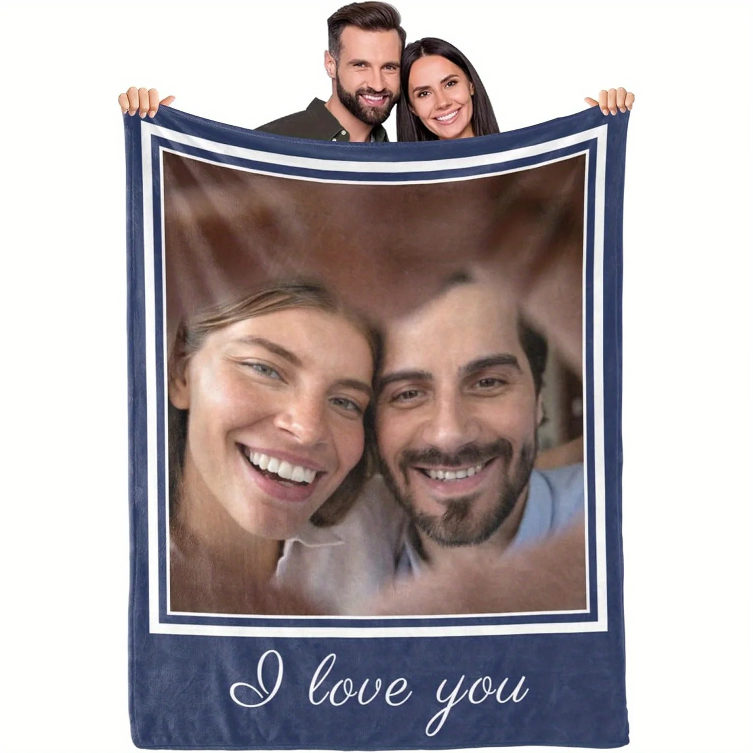 Maßgeschneiderte Fotodecke, Vintage-Flanelldecke für die ganze Saison, Gedenkgeschenk für Paare und Familie Image