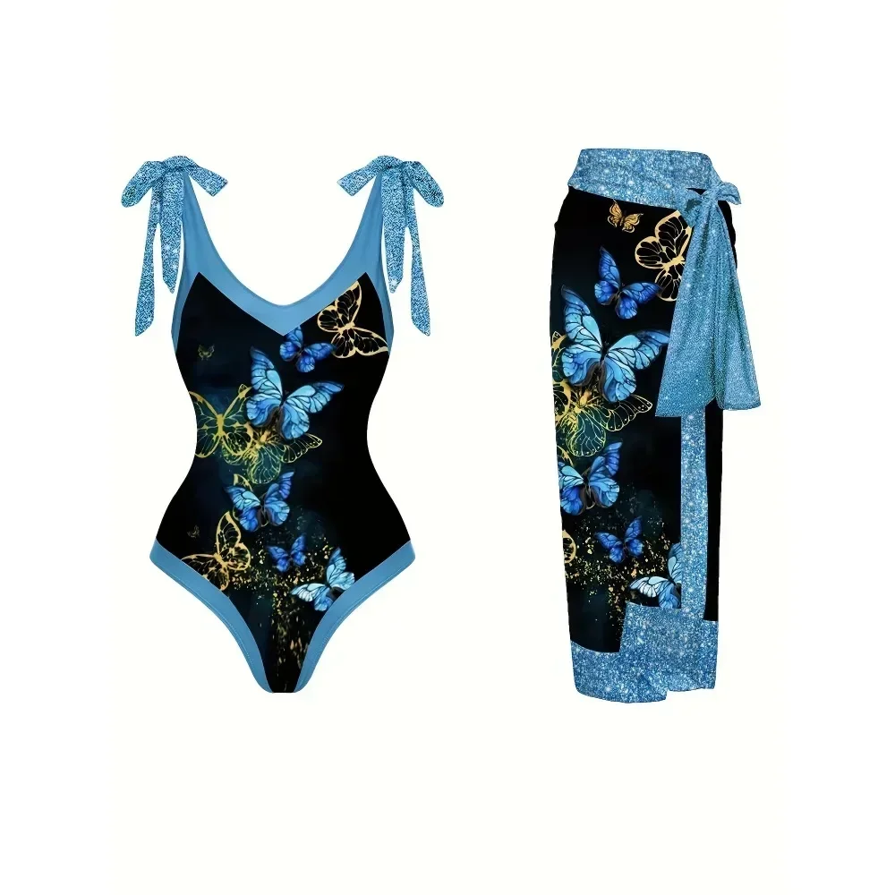 Damen Plus Size 2 Stück Druck Grafik Bade bekleidung Bodysuit Badeanzüge Damen Sport Sommer Strand tragen Badeanzug Image