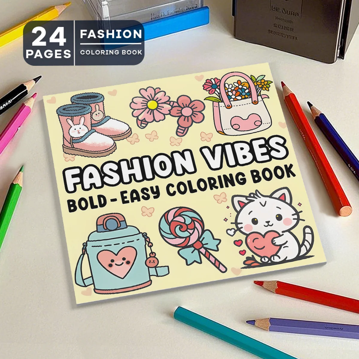 Stilvolles Malbuch für Erwachsene – 24-seitige kreative Kritzeleien und Entspannungskunst – perfektes modisches Malerlebnis Image