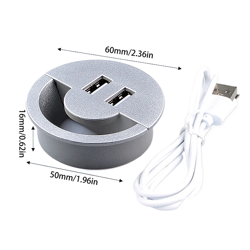 1 Pc 50 MM Outlet Port Linie Box Computer Schreibtisch Kabel Tülle Mit 2 Port USB Kabel Organizer Runde Draht loch Abdeckung Für Büro Tisch Image