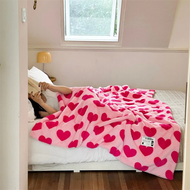 Koreanischer Stil ins Stil Nachahmung Kaninchen Samt Doppels chicht Decke verdickt warme Sofa decke Winter weiche Nickerchen Decke Image